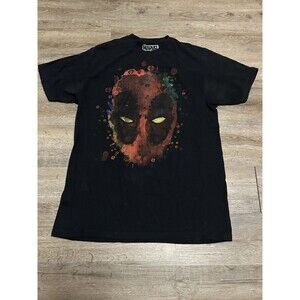 Marvel Deadpool Splatter Men's L Black Short Sleeve Graphic Print T Shirt